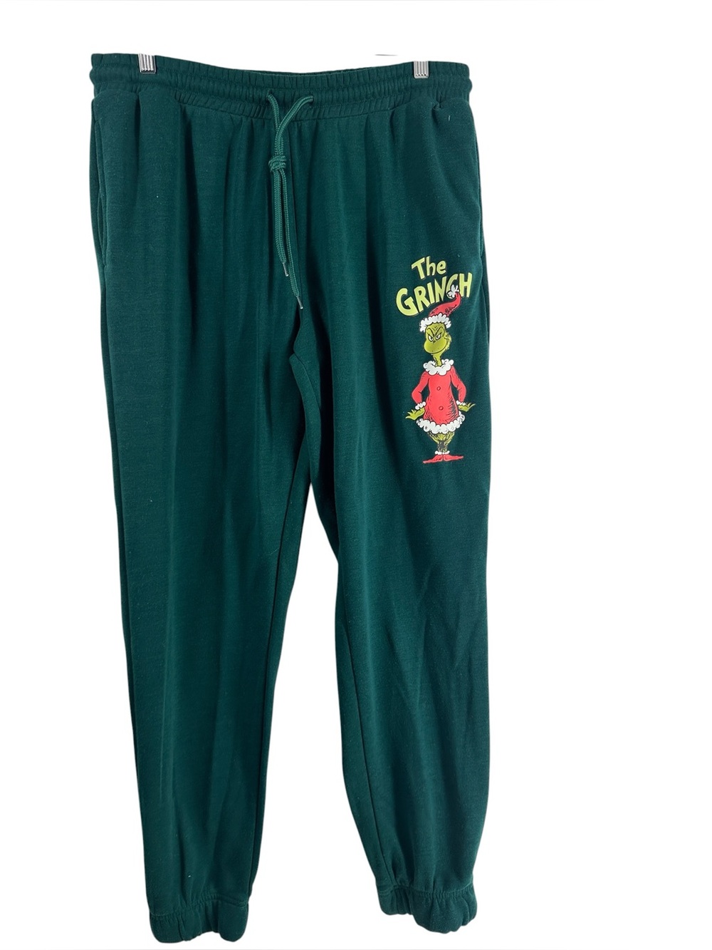 The Grinch Green joggers Christmas movie Logo green swear pants cozy lounge sz L